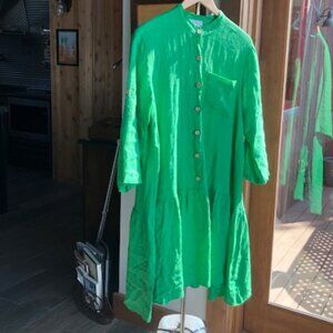 Yolly Italy Green Linen Oversize Dress/Cover Up (O/S)